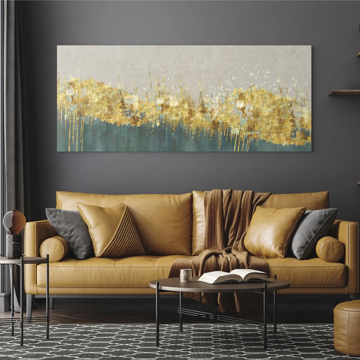 Obraz na skle - Zlatá hranice - 100x40 cm