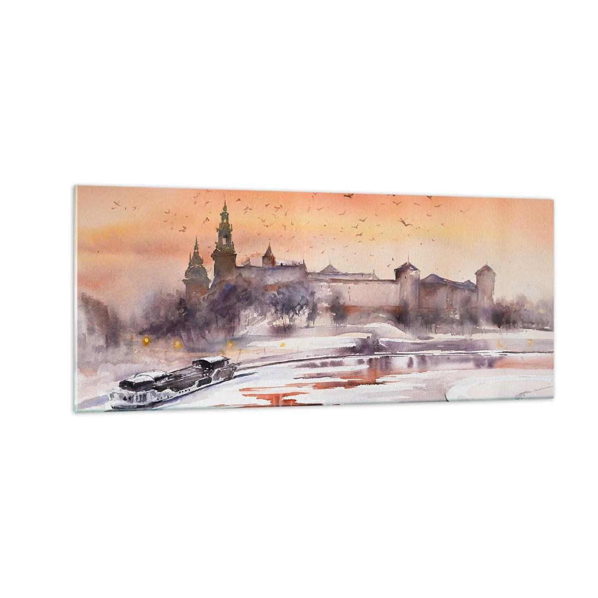 Obraz na skle - Královský západ slunce - 100x40 cm