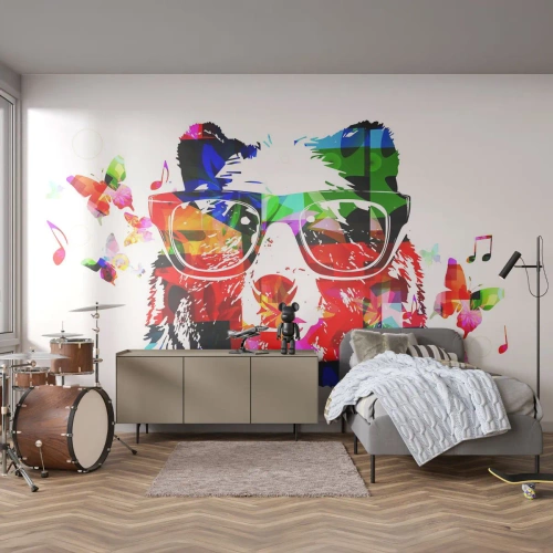 Fototapeta Samolepicí Deluxe Sticker - Líbí se mi! - Abstrakce, Medvěd, Brýle - 100x70 cm