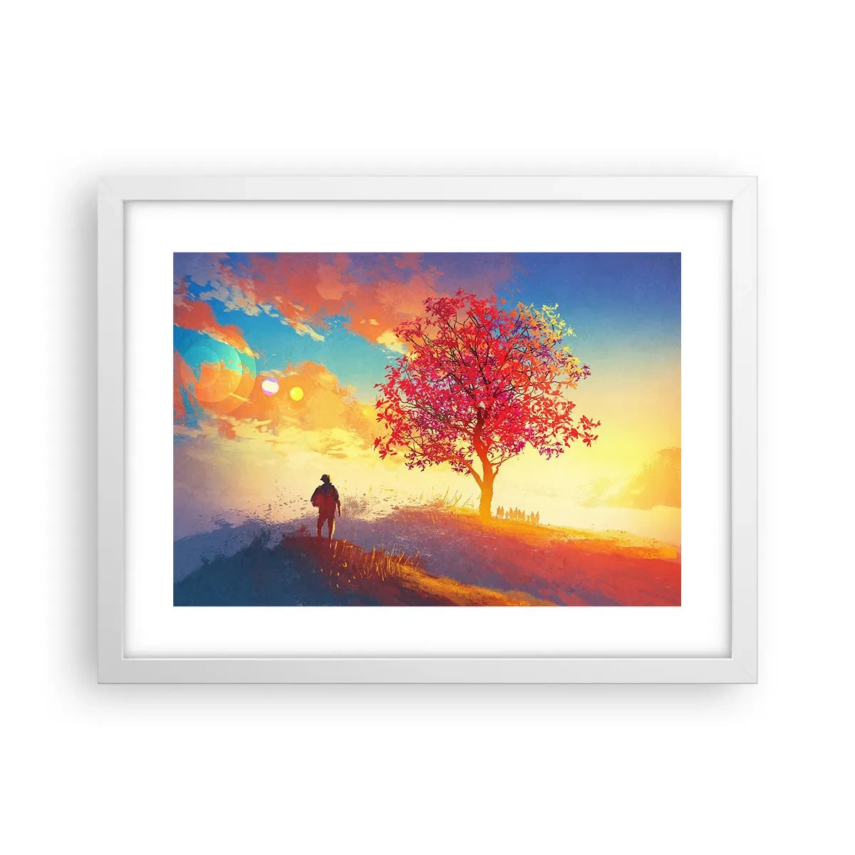 Plakát v bílém rámu - Poutník u cíle - 40x30 cm