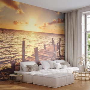 Fototapeta Premium Sand - Zlatá země laskavosti - Krajina, Moře, Dřevěný most - 100x70 cm