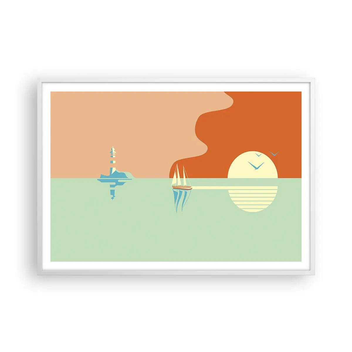 Plakát v bílém rámu - Dokonalá mořská krajina - 100x70 cm