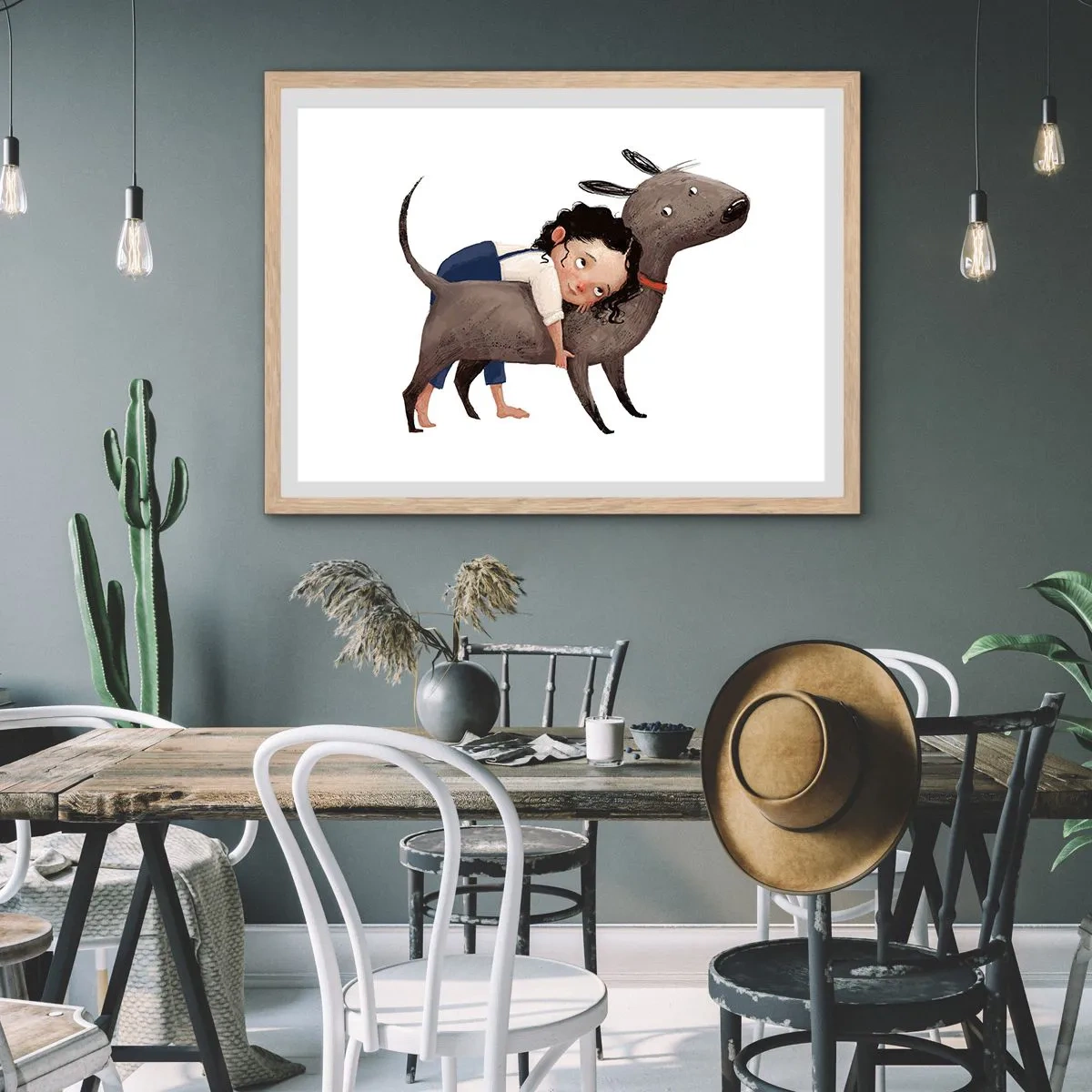 Plakát v rámu světlý dub - Nejlepší přátelé - 100x70 cm