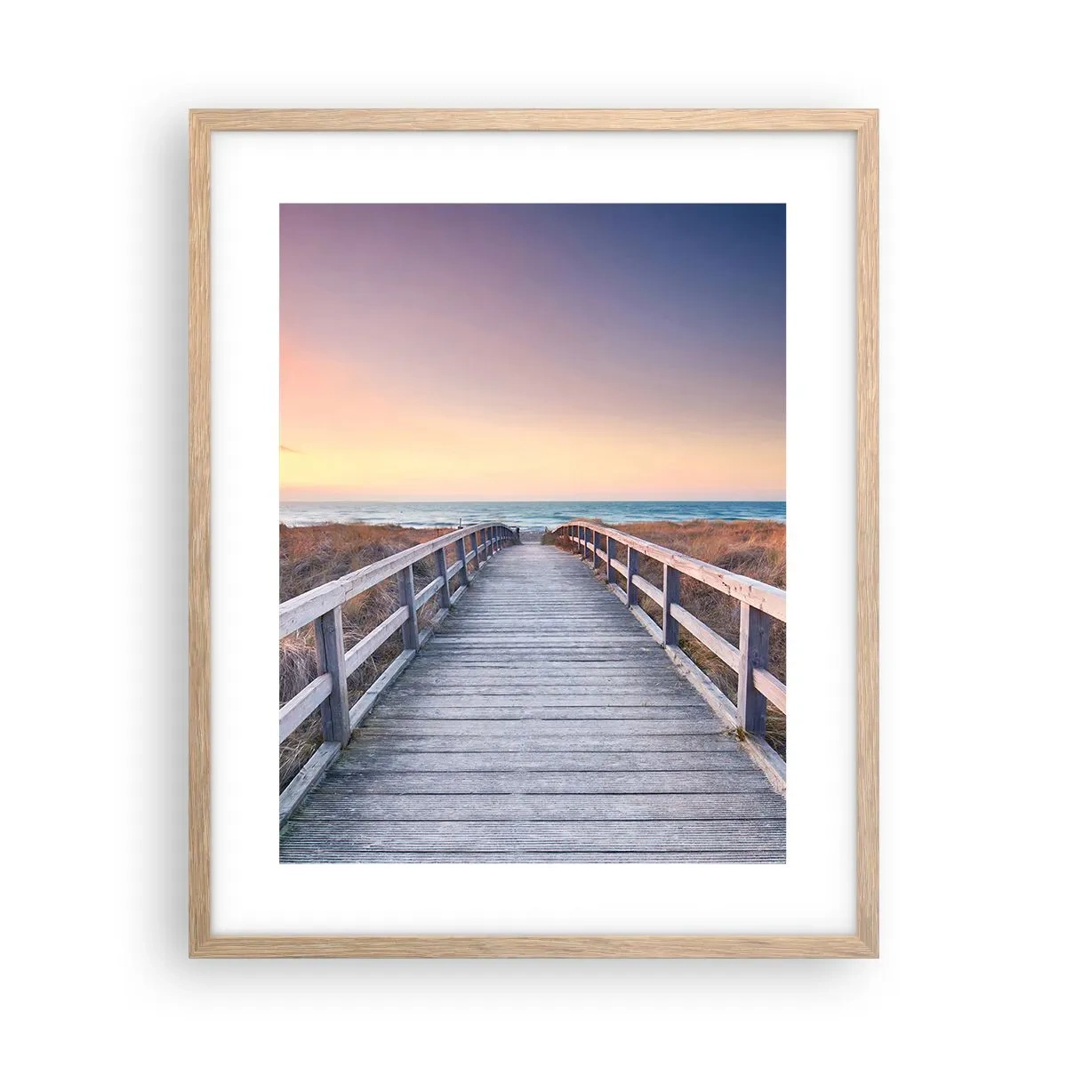 Plakát v rámu světlý dub - Baltská večerní polární záře - 40x50 cm