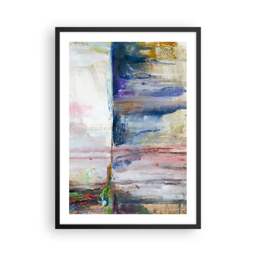 Plakát v černém rámu - Abstraktní kompozice v odstínech modré, béžové a růžové. - 50x70cm - Barevné dojmy a asociace - Moderní nástěnná dekorace do obývacího pokoje a ložnice ARTTOR