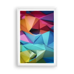 Plakát v bílém rámu - Duhové origami - 61x91 cm