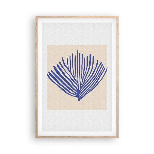 Plakát v rámu světlý dub - Modrý vějíř - 61x91 cm