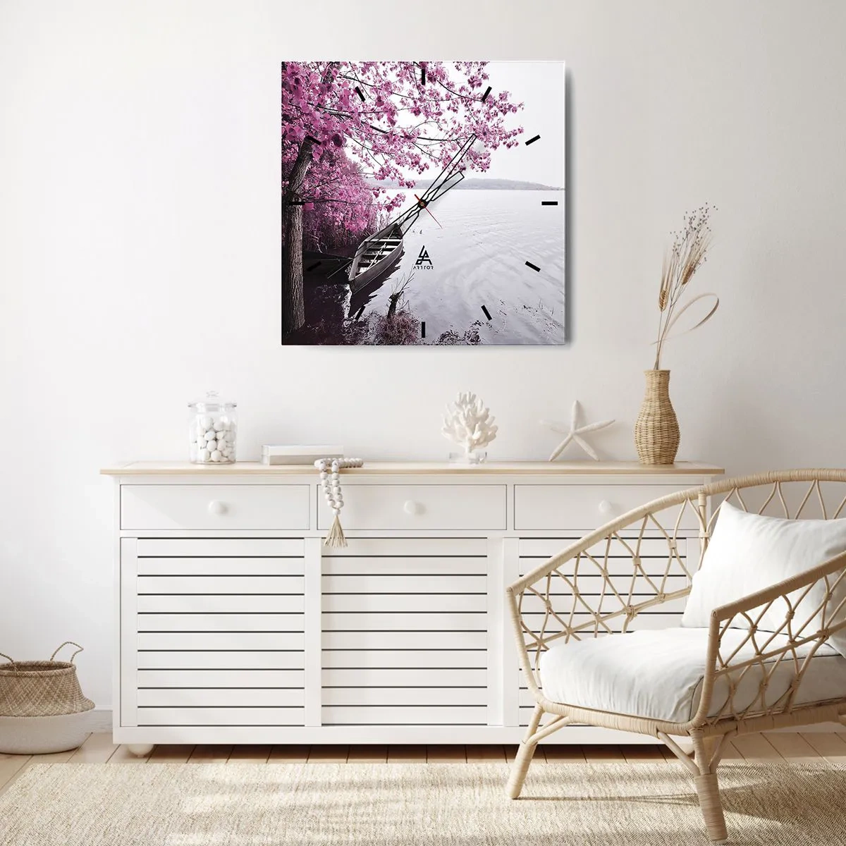 Nástěnné hodiny - V růžovém tichu - 40x40 cm