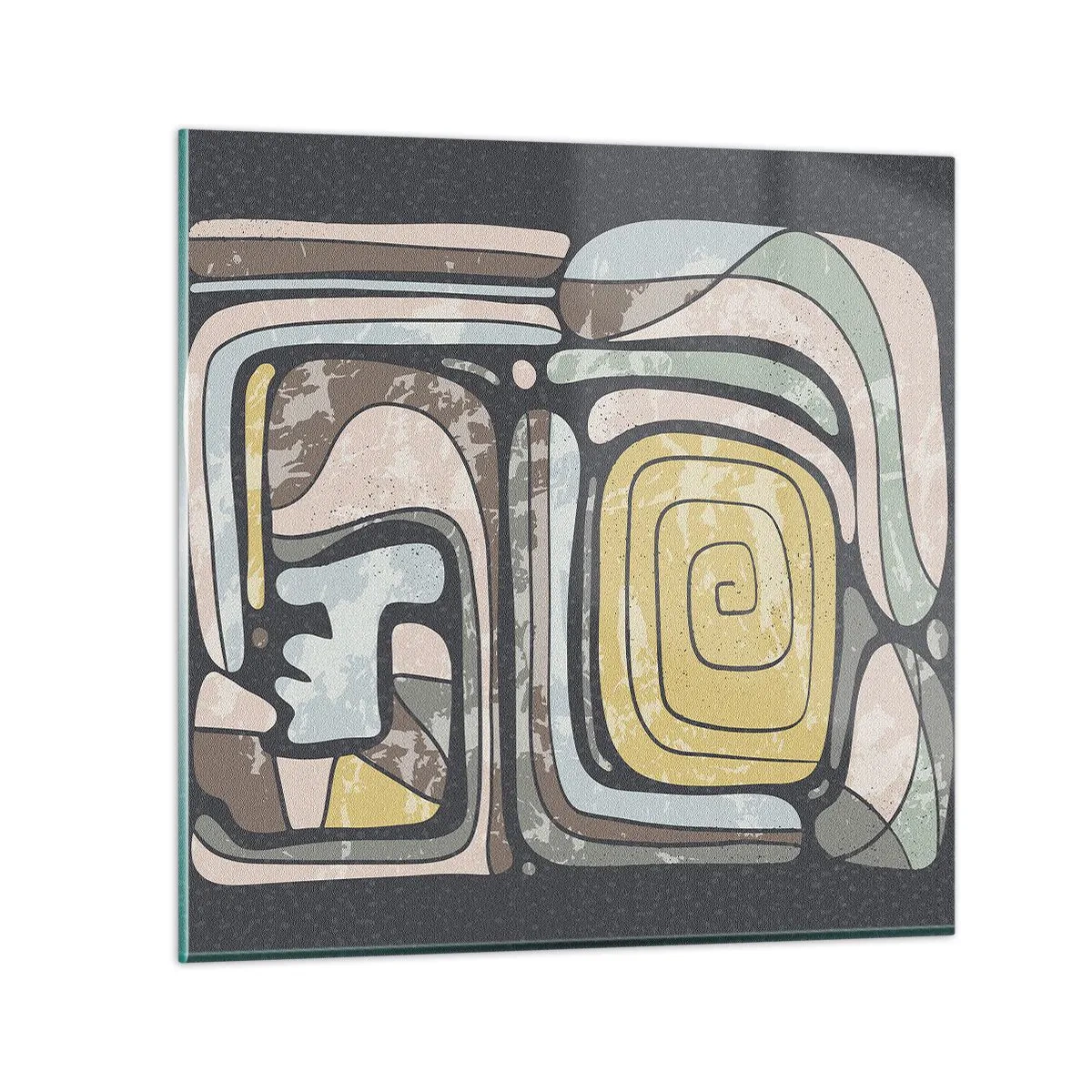 Obraz na skle - Abstrakce v předkolumbovském duchu - 30x30 cm