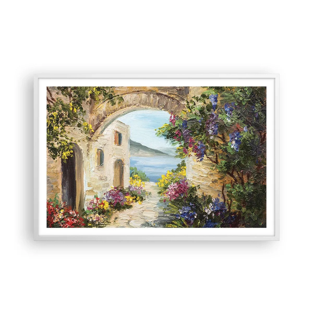 Plakát v bílém rámu - Půvab pobřežní krajiny - 91x61 cm