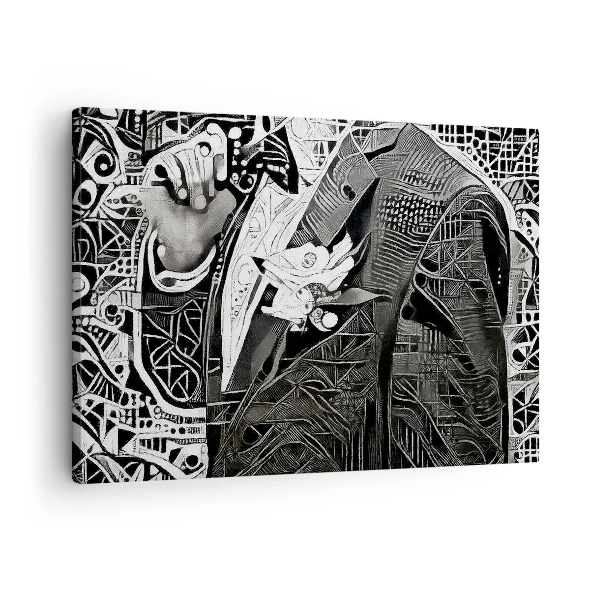 Obraz na plátně - Elegantní abstrakce muže v obleku v černé a bílé - 70x50cm - Pouze zdánlivě šedý člověk - Moderní nástěnná dekorace do obývacího pokoje a ložnice ARTTOR