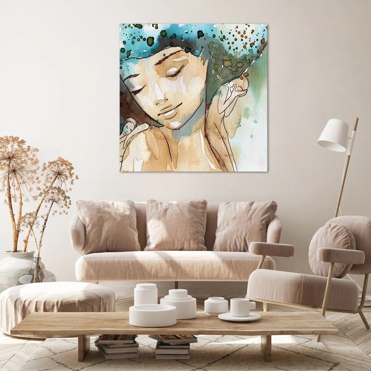 Obraz na plátně - Lady in blue - 70x70 cm