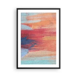 Plakát v černém rámu - Abstraktní tahy barvy v teplých a studených tónech - 50x70cm - Stékat duhou - Moderní nástěnná dekorace do obývacího pokoje a ložnice ARTTOR