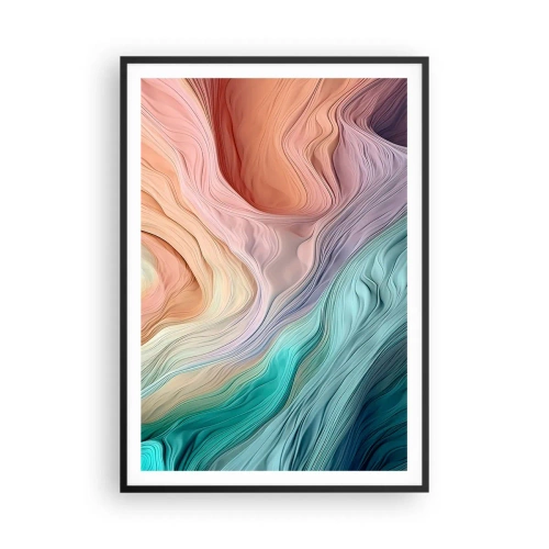 Plakát v černém rámu - Duhová vlna - 70x100 cm