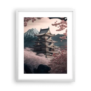 Plakát v bílém rámu - Země kvetoucích třešní - 40x50 cm