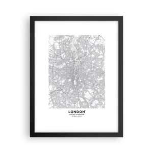 Plakát v černém rámu - Mapa londýnského labyrintu - 30x40 cm