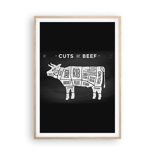 Plakát v rámu světlý dub - Slabikář řezníka - 70x100 cm