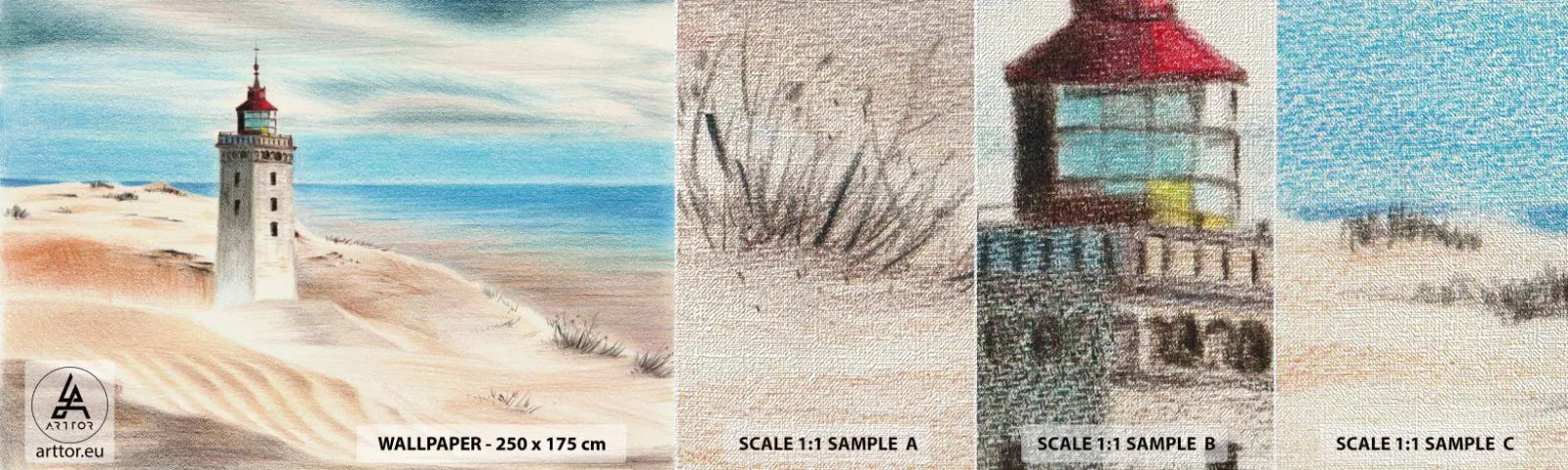 Vzor Fototapety Premium Canvas - Vždy hledí na moře - Maják, Pláž, Moře - 100x30 cm