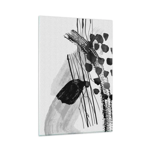 Obraz na skle - Černobílá organická abstrakce - 80x120 cm