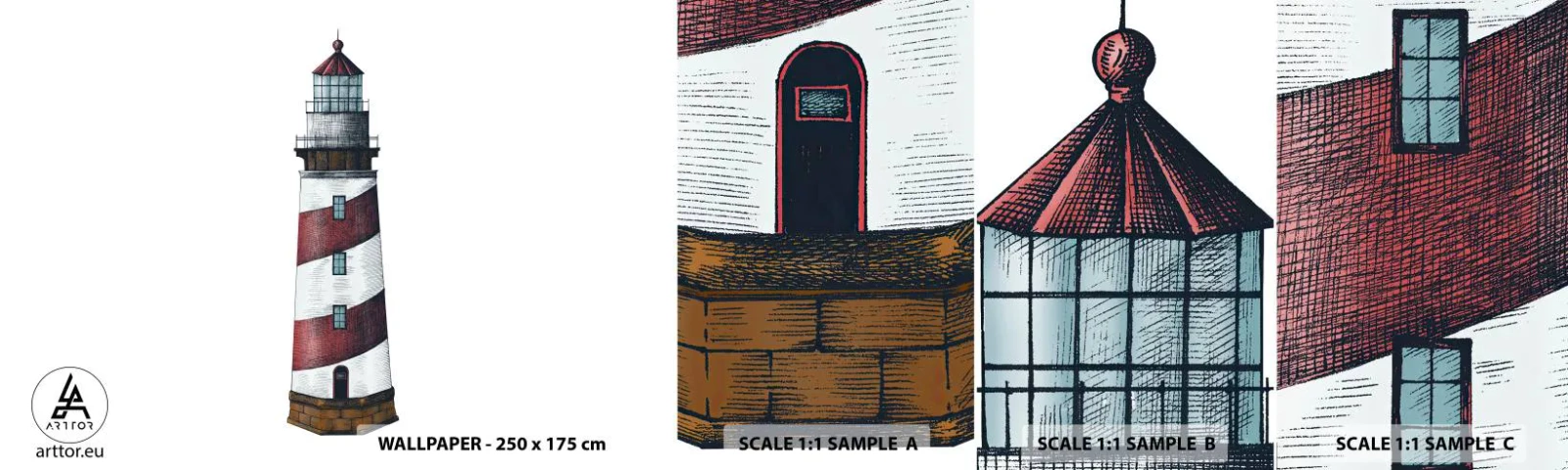 Vzor Fototapety Samolepicí Deluxe Sticker - Vždy na stráži - Maják, Námořní, Pobřeží - 100x30 cm