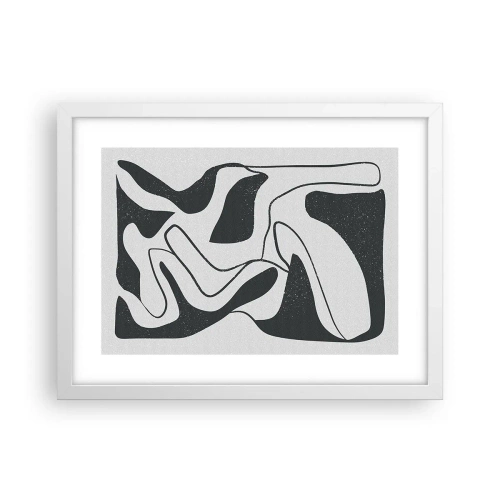 Plakát v bílém rámu - Abstraktní hra v labyrintu - 40x30 cm