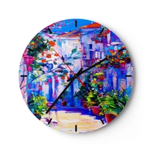Nástěnné hodiny - Imprese - italská ulička - 40x40 cm