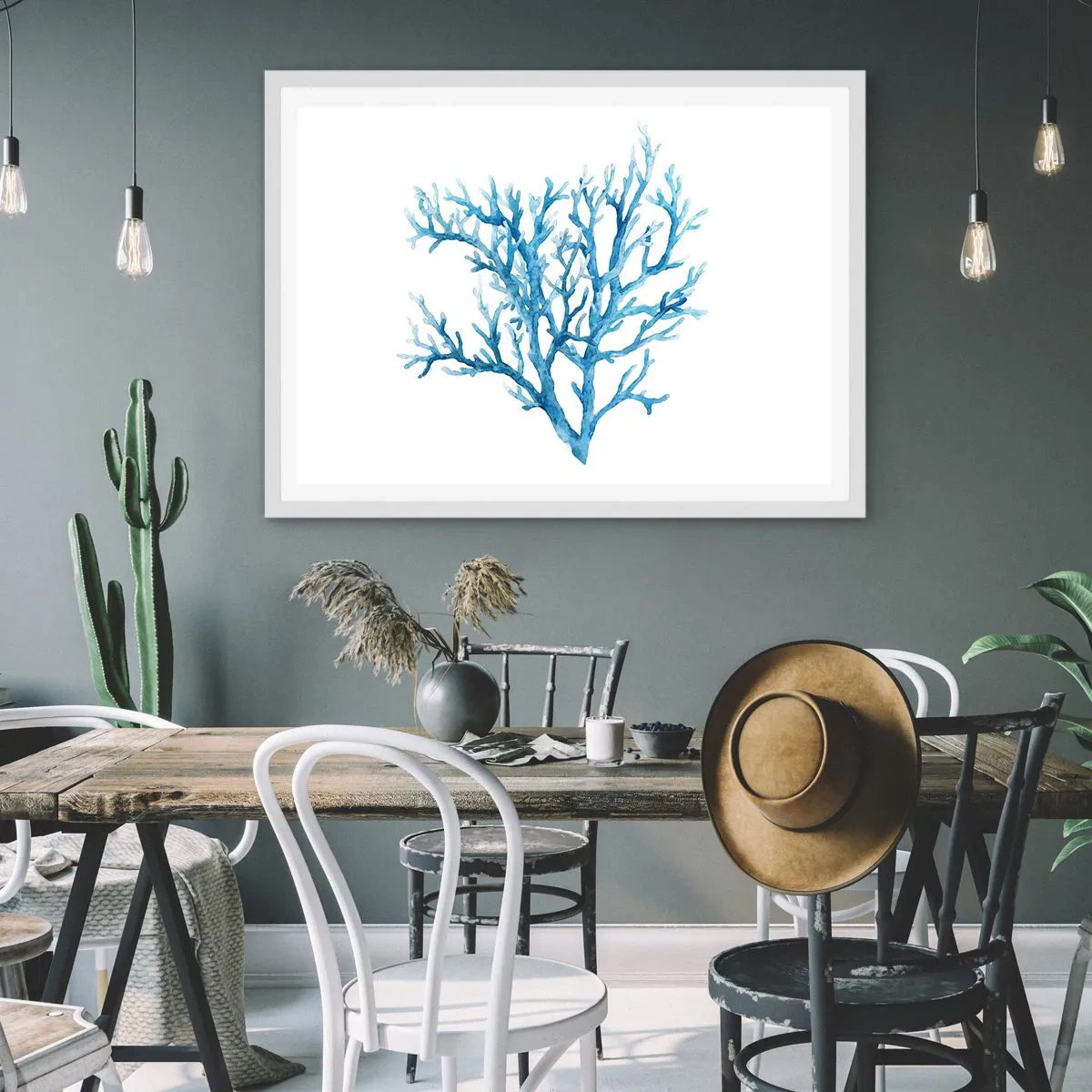 Plakát v bílém rámu - Mořský filigrán - 70x50 cm