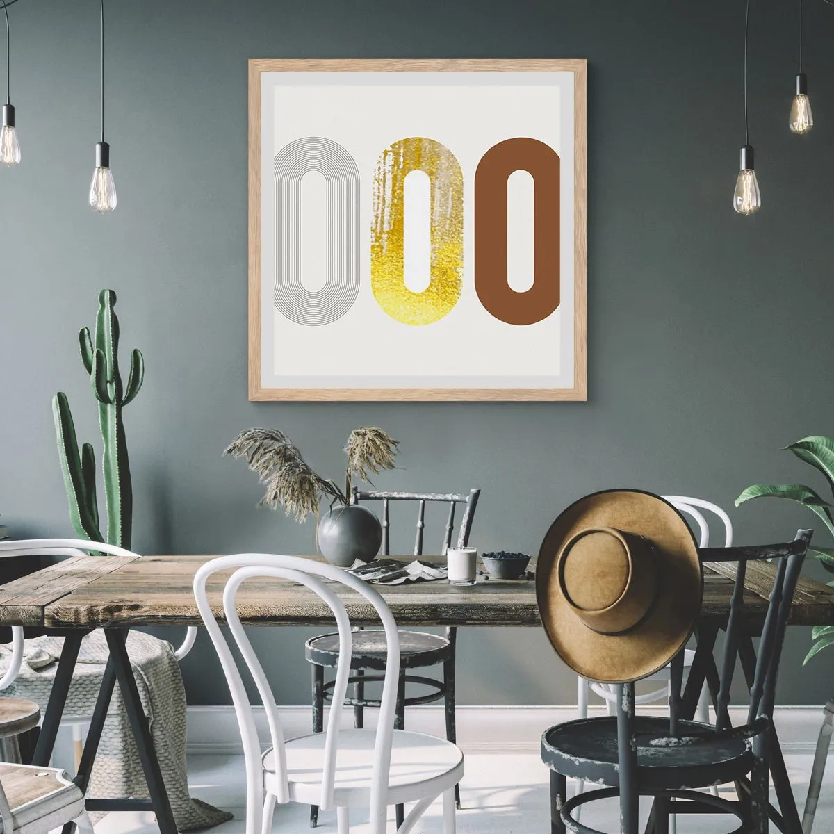 Plakát v rámu světlý dub - Ooo! - 30x30 cm