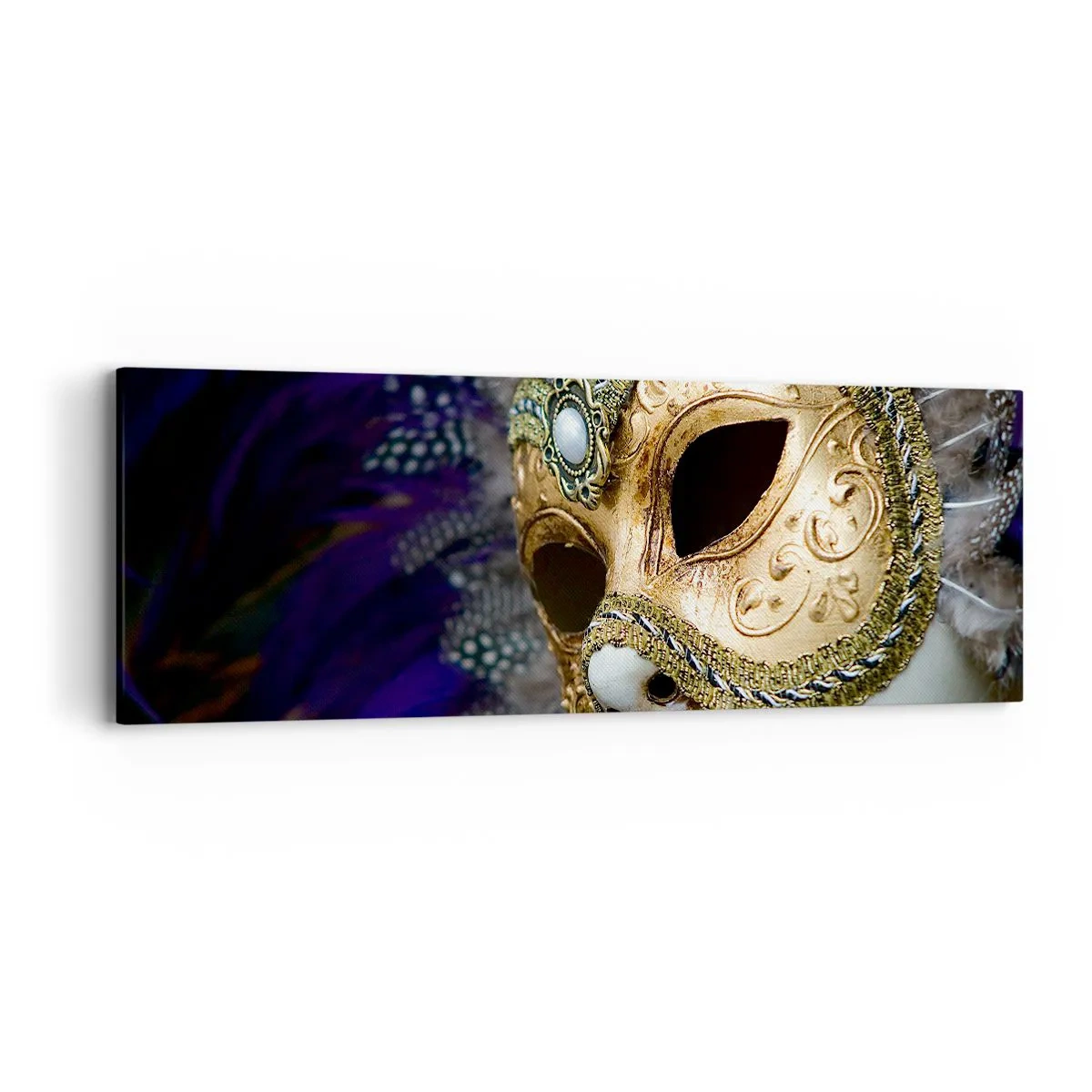 Obraz na plátně - Benátský portrét ve zlatě - 90x30 cm