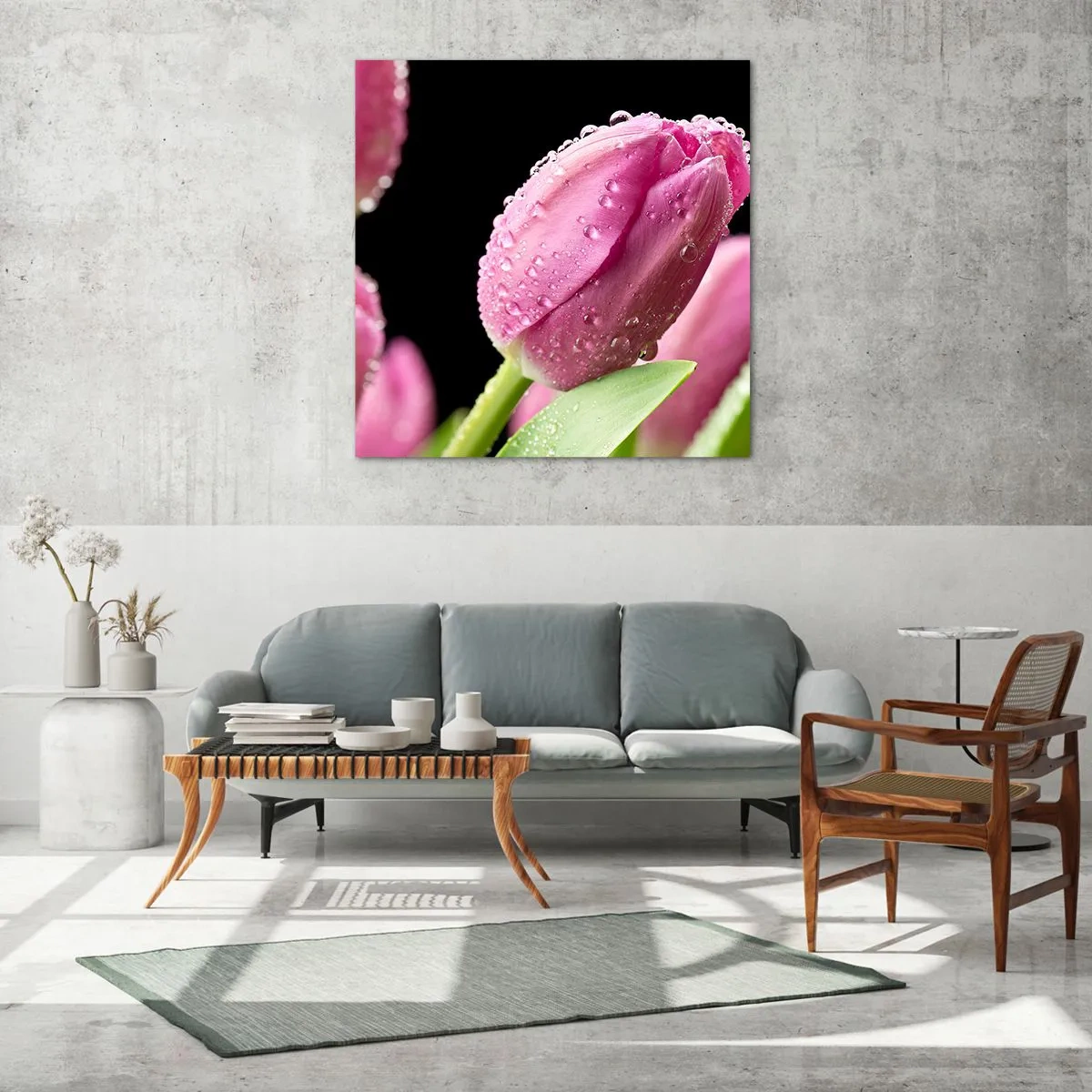 Obraz na skle - Liliový sen v rose - 30x30 cm