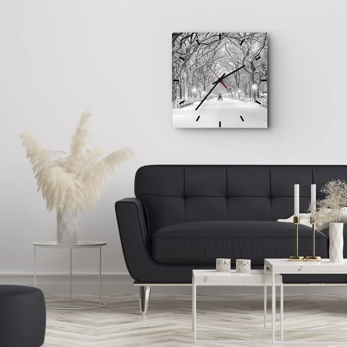 Nástěnné hodiny - Čtyři roční období – zima - 40x40 cm