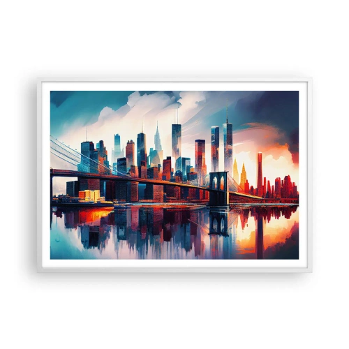 Plakát v bílém rámu - Famózní New York - 100x70 cm