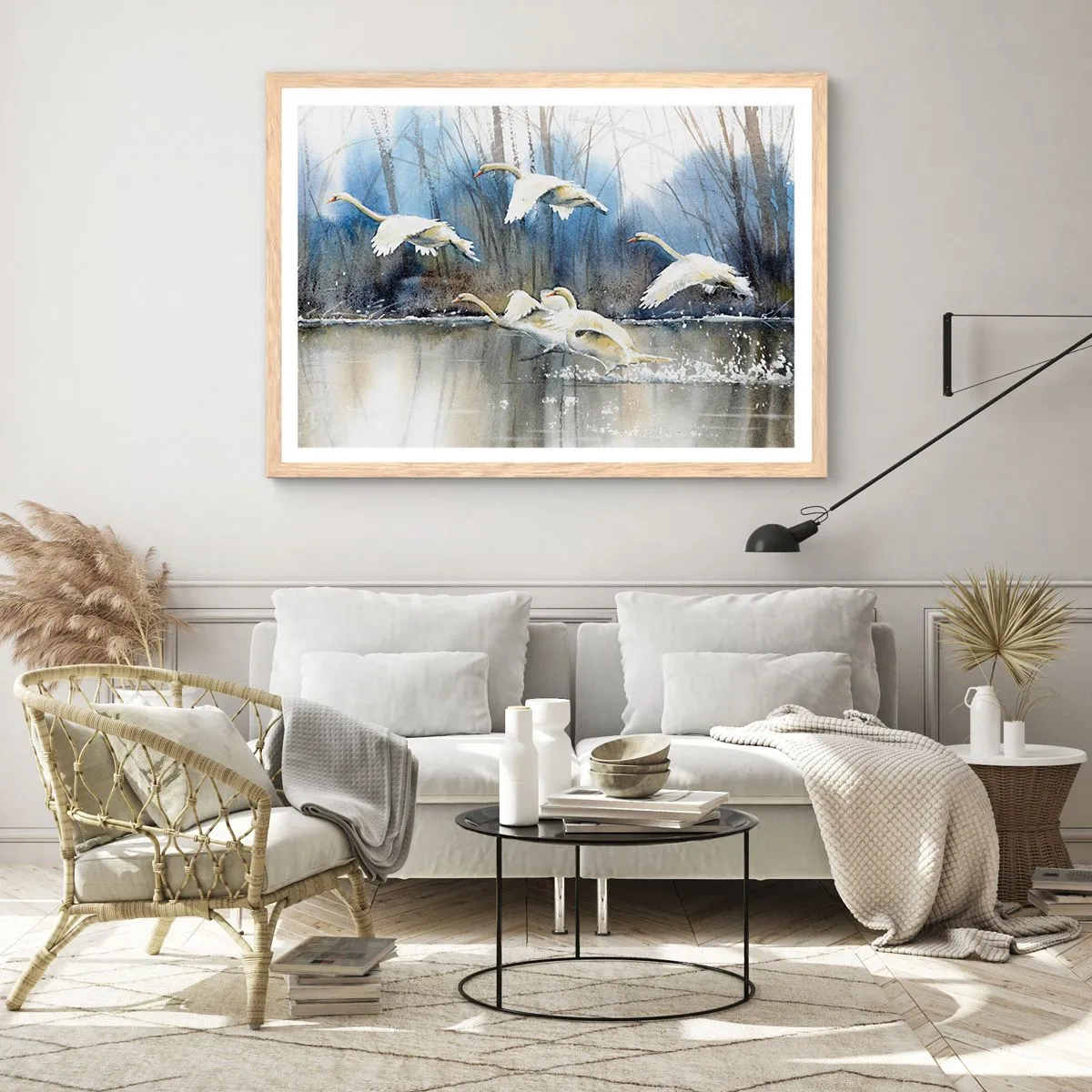 Plakát v rámu světlý dub - Jako v povídce o divokých labutích - 100x70 cm