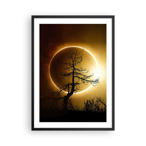 Plakát v černém rámu - Fenomenální západ slunce se stromem v popředí - 50x70cm - Úplné zatmění - Moderní nástěnná dekorace do obývacího pokoje a ložnice ARTTOR