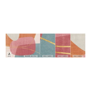 Vzor Fototapety Samolepicí Deluxe Sticker - Pastelová kompozice se zlatou nití - Abstrakce, Minimalismus, Tvary - 100x30 cm