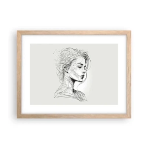 Plakát v rámu světlý dub - Portrét v zamyšlení - 40x30 cm