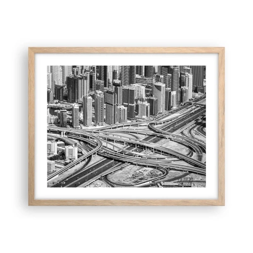 Plakát v rámu světlý dub - Dubaj – nemožné město - 50x40 cm