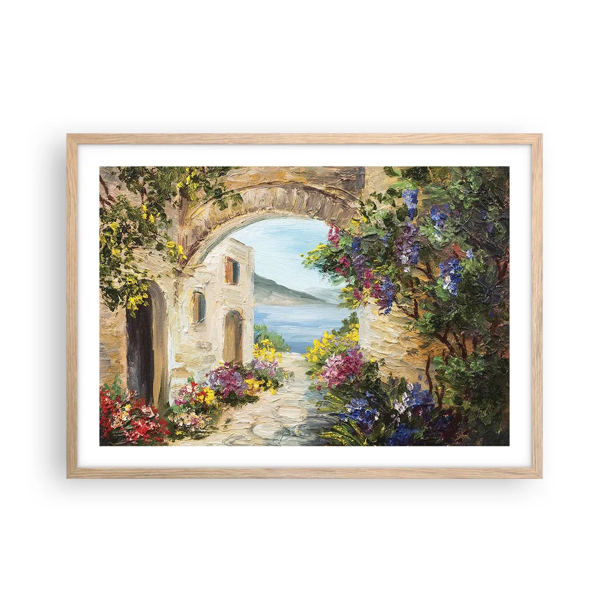 Plakát v rámu světlý dub - Půvab pobřežní krajiny - 70x50 cm