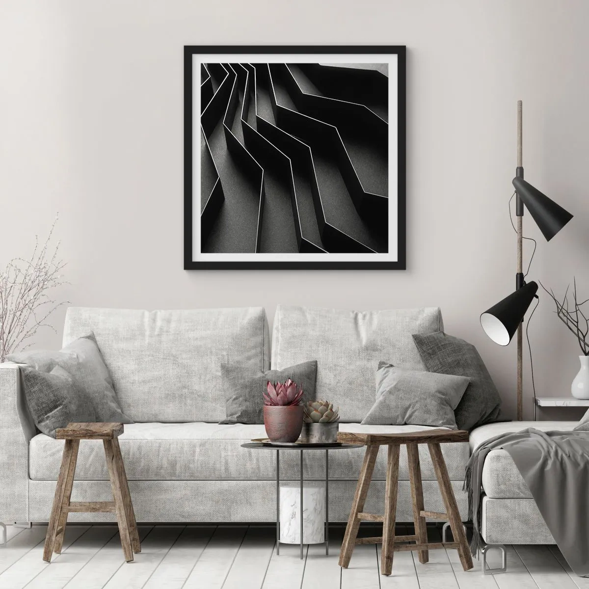 Plakát v černém rámu - Prostorový pořádek - 50x50 cm