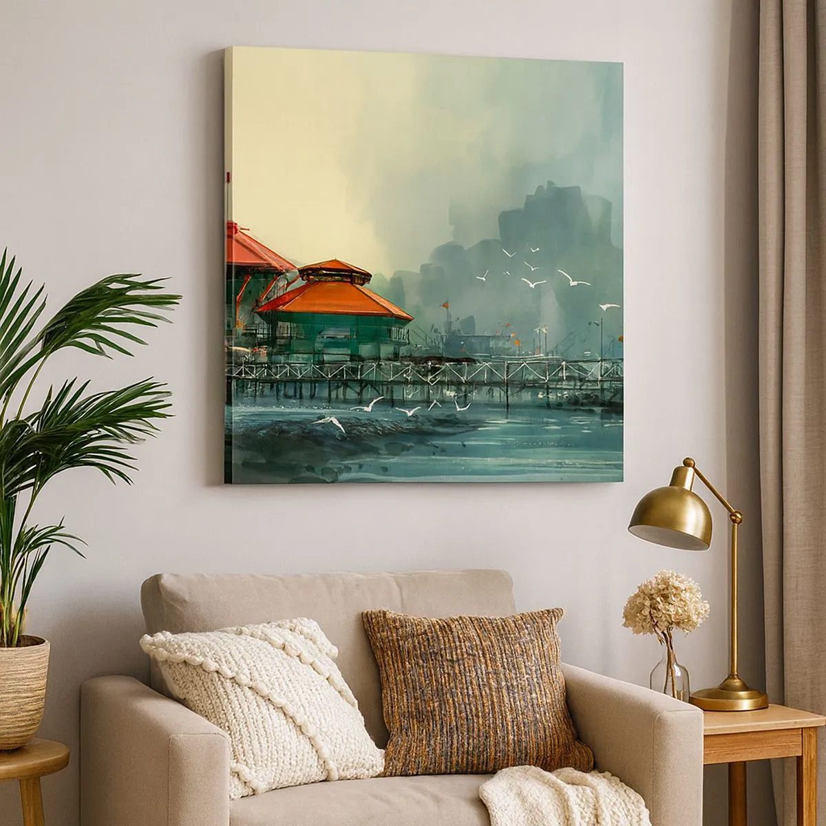 Obraz na plátně - Slunečný den v přístavu - 30x30 cm