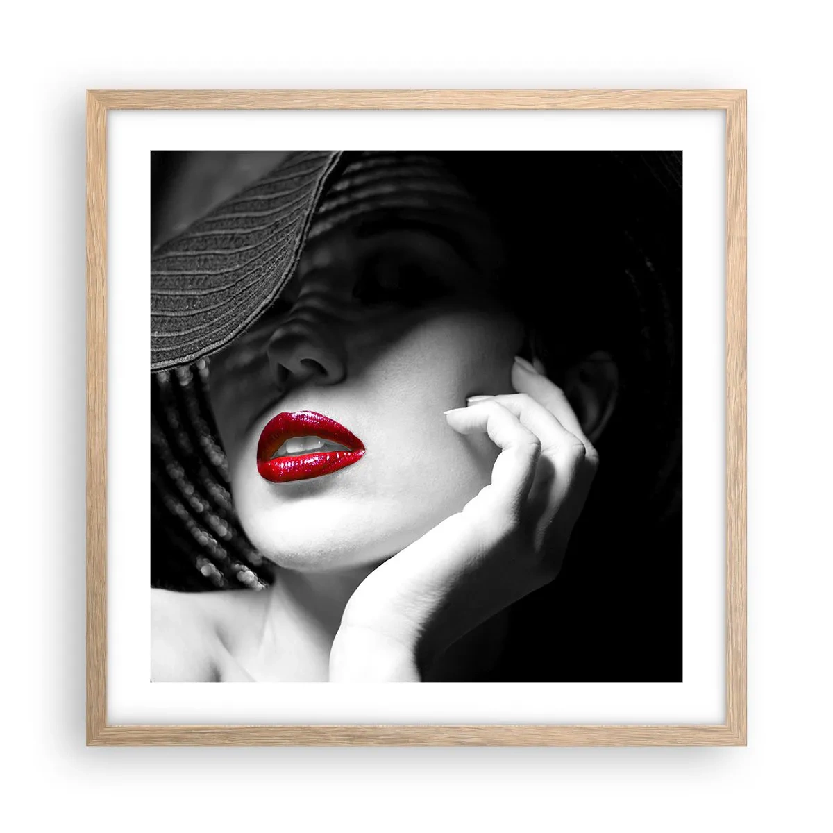 Plakát v rámu světlý dub - Studie v šarlatové - 50x50 cm