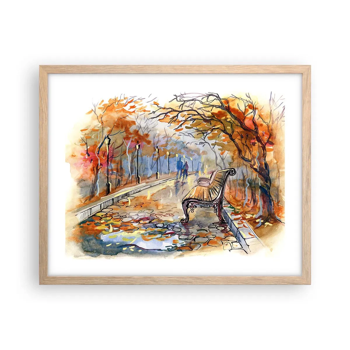 Plakát v rámu světlý dub - Společně putovat podzimem - 50x40 cm