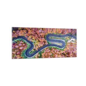 Obraz na skle - Klikatá cesta lesem - 120x50 cm