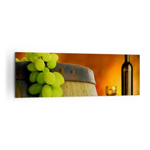 Obraz na plátně - Zátiší s lahví vína a hrozny - 160x50 cm
