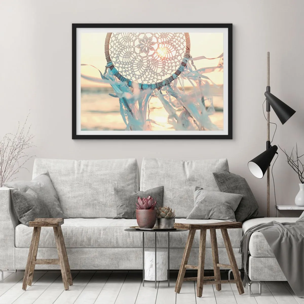 Plakát v černém rámu - Krajkový totem - 100x70 cm