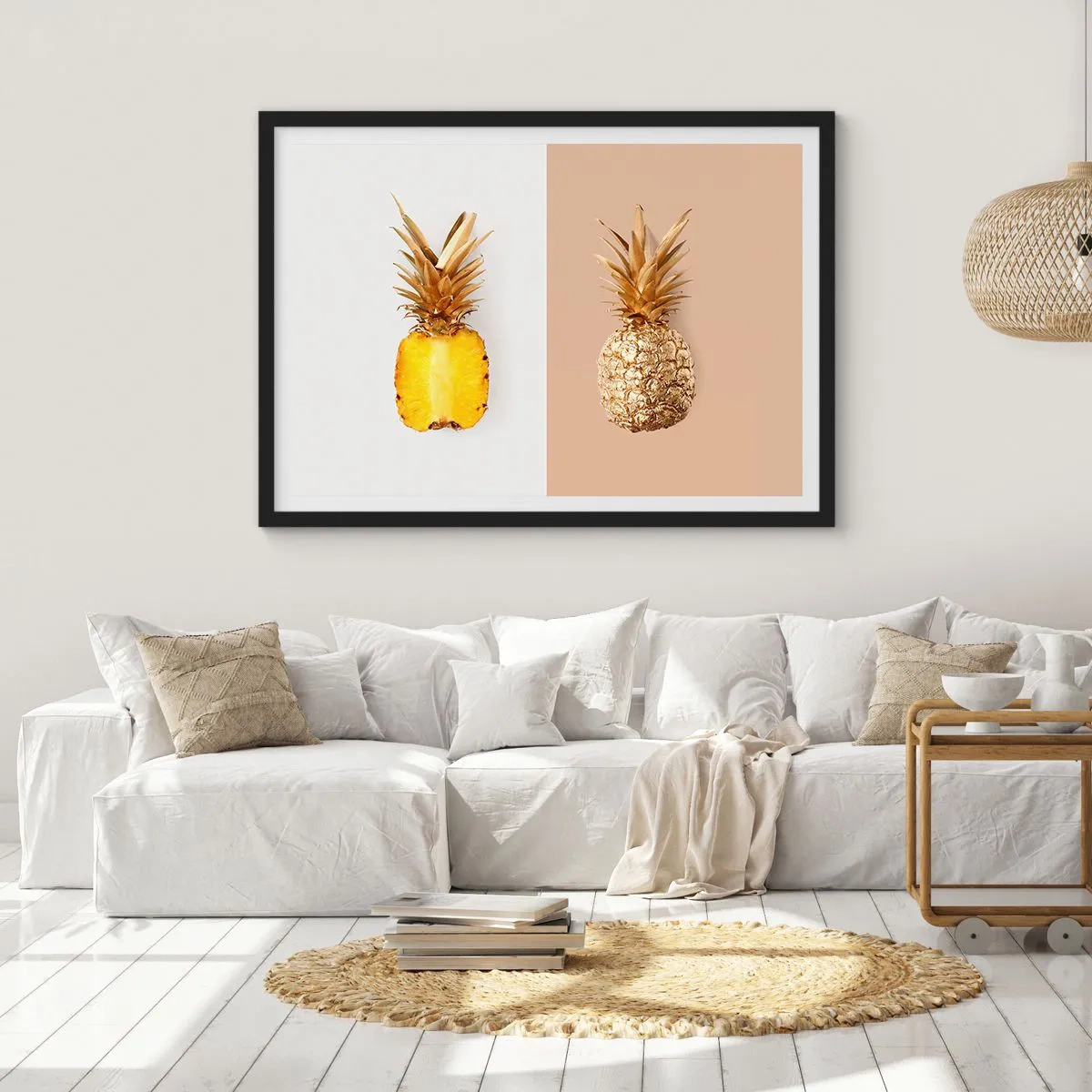 Plakát v černém rámu - Ananas pro nás - 70x50 cm
