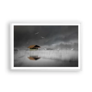 Plakát v bílém rámu - Úkryt před deštěm - 91x61 cm