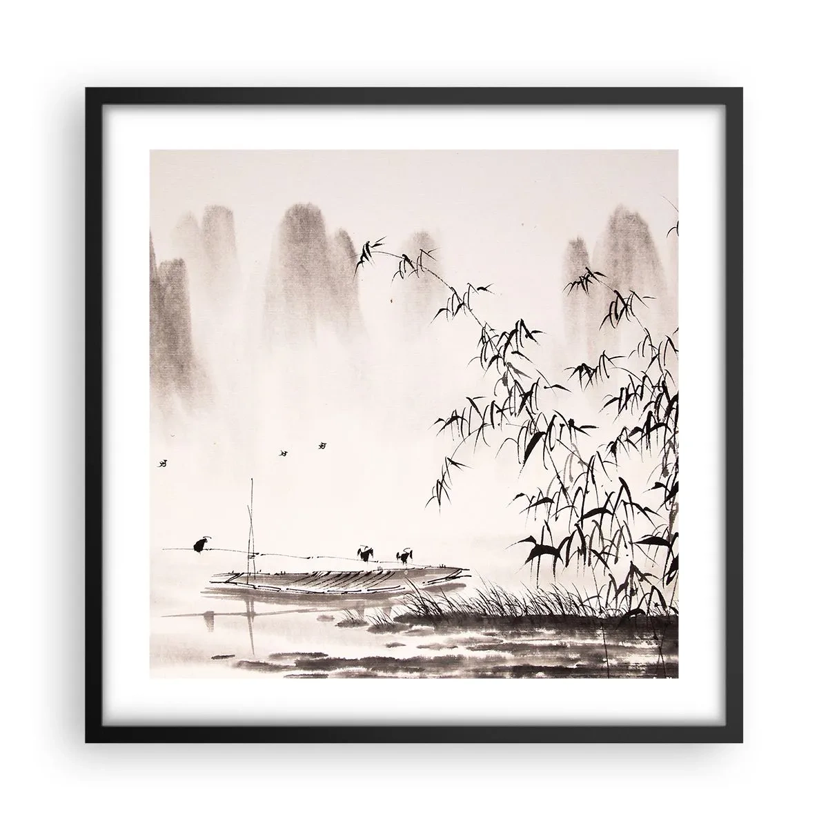 Plakát v černém rámu - Klid rýžových polí - 50x50 cm