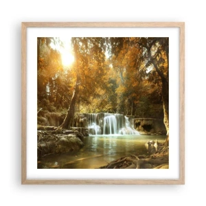 Plakát v rámu světlý dub - Parkový vodopád - 50x50 cm