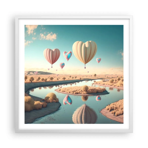 Plakát v bílém rámu - Láska tě nechá vzlétnout - 60x60 cm